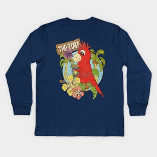 Tiki Time Parrot! Kids Long Sleeve T-Shirt